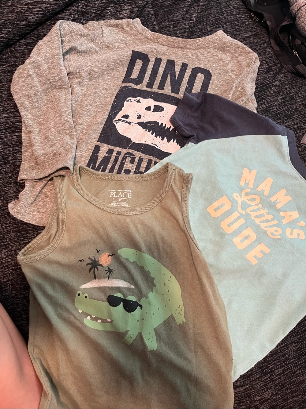 The Children's Place Olive Green Crocodile Tank Top - Sunglasses Graphic